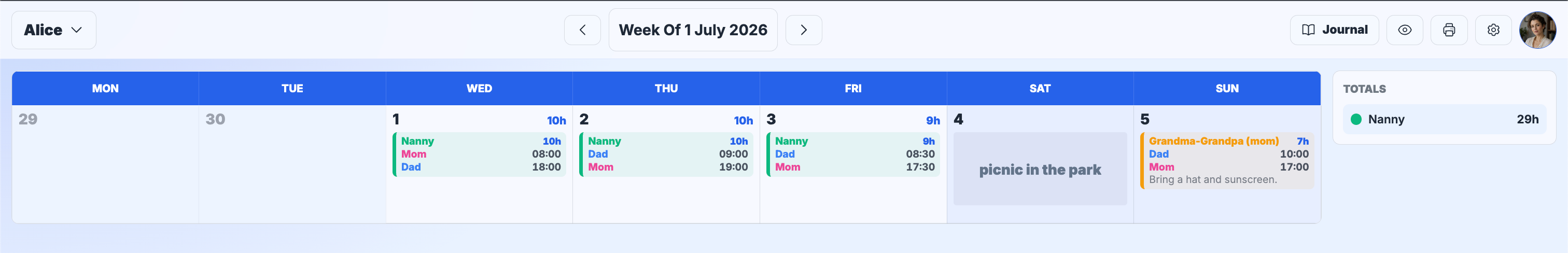 Everything stays clear, from the whole week to one small detail.