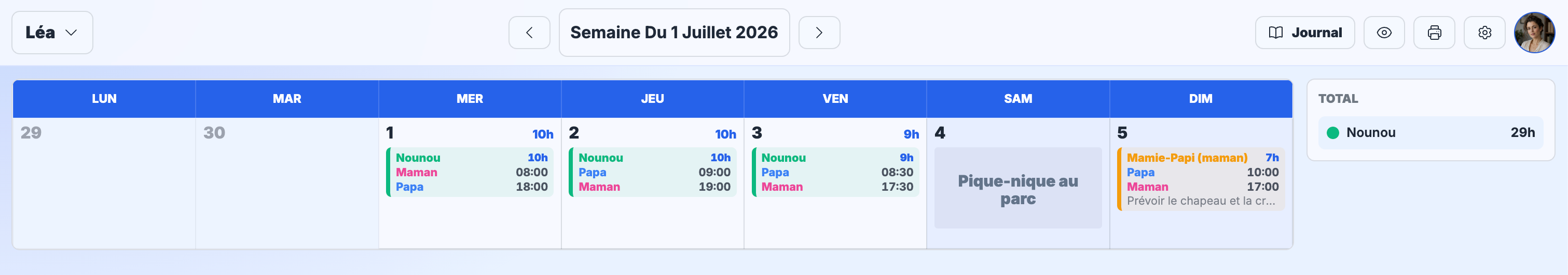 Tout reste clair, de la semaine entière au moindre détail.